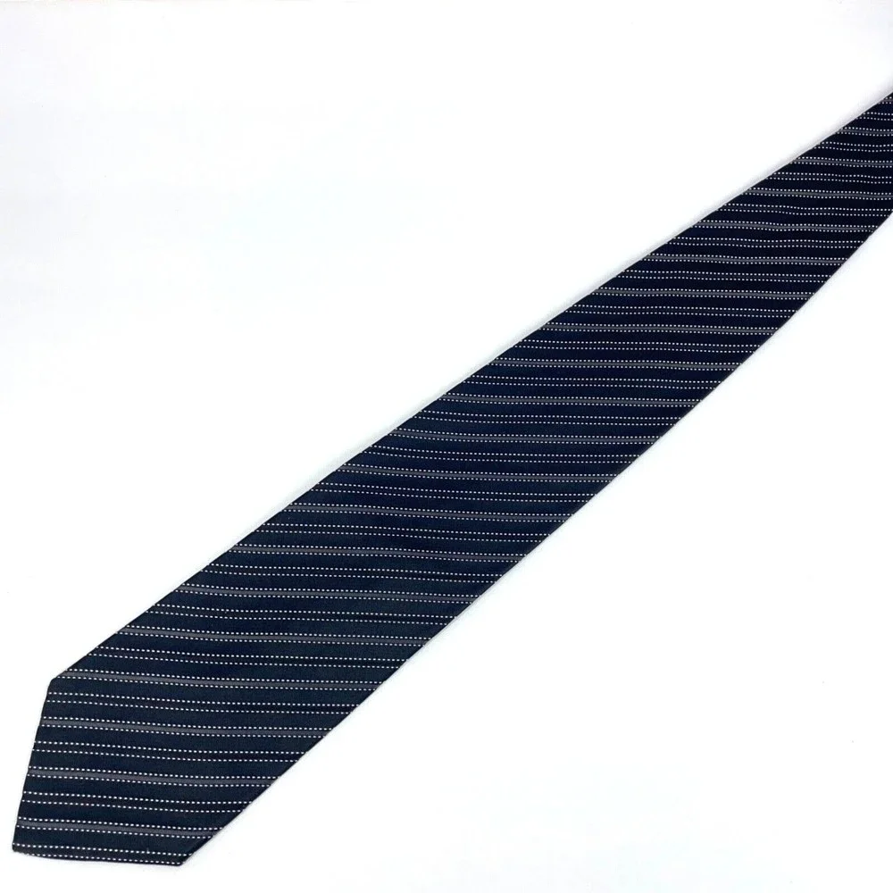 DOLCE & GABBANA Black & Gray Diagonal Striped 100% Silk Necktie Made in Italy